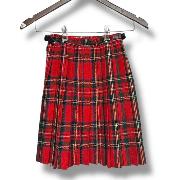 Blarney Skirt Wrap Kilt Wool Blend Red Stewart Tartan Ireland Plaid VTG Girls 28 - Picture 3 of 14